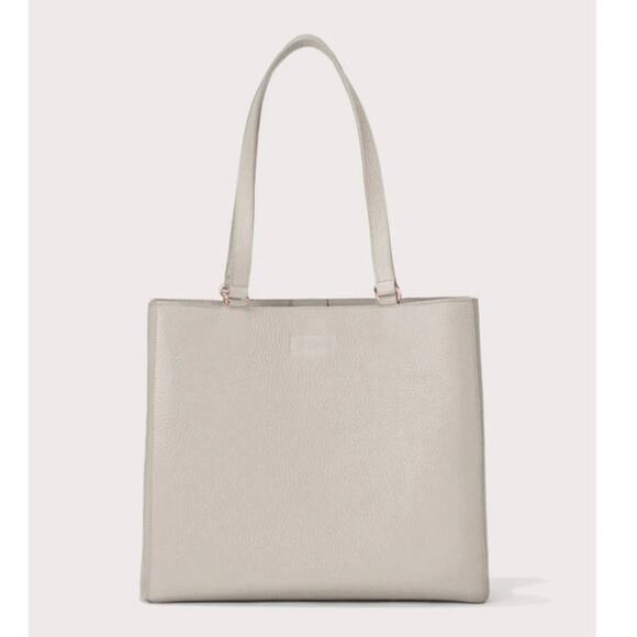 Dagne Dover Allyn Bone Leather Work Travel Neutral Minimalist Classic Tote Bag - Picture 5 of 9